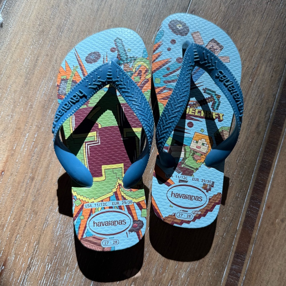Kids Havaianas Minecraft Flip Flops Size 11/12C